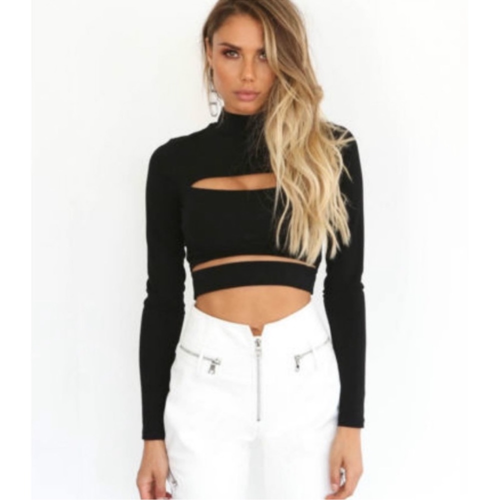 Tiger mist cut out turtle neck crop top